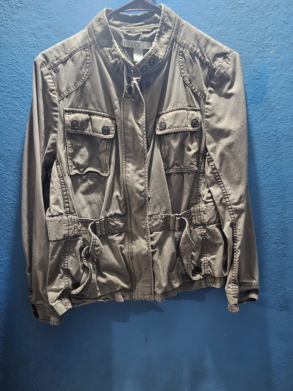 LOFT Tan Utility Jacket with Cinch Waist